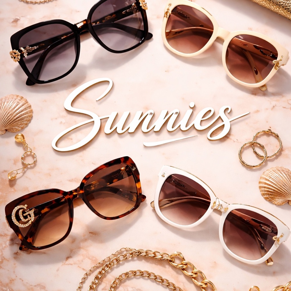 Women’s Fashion Sunglasses — Black, Tortoise, Cream, White